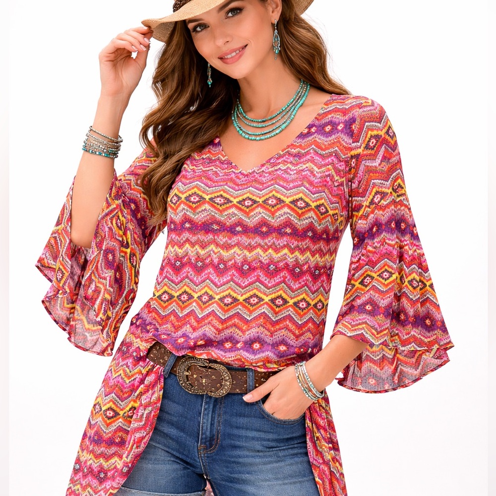 COWGIRL bell sleeve mini dress M